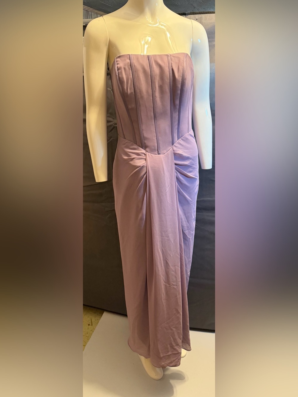 Strapless Lavender Evening Dress